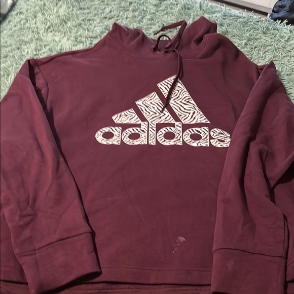 Adidas Maroon Hoodie with Logo - Picture 1 of 4